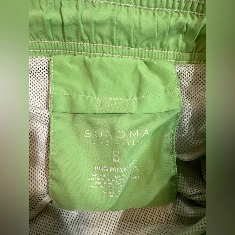 Sonoma Life + Style Board Shorts Swim Trunks Mens Size S Blue Green Pockets
